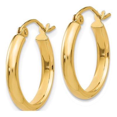 10K Yellow Gold 17mm Round Tube Hoop Earrings – view 3