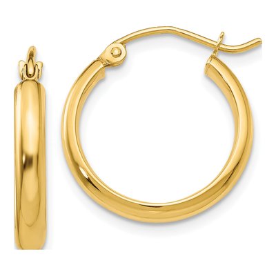 10K Yellow Gold 17mm Round Tube Hoop Earrings