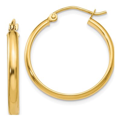 10K Yellow Gold 19mm Round Tube Hoop Earrings