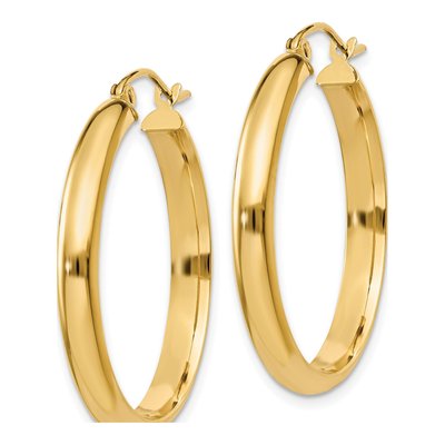 10K Yellow Gold 26mm Round Tube Hoop Earrings – view 3