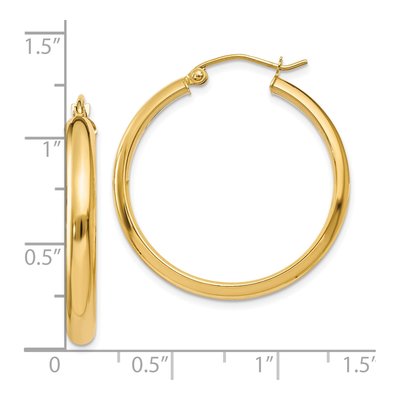 10K Yellow Gold 26mm Round Tube Hoop Earrings – view 5