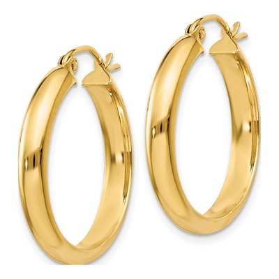 10K Yellow Gold 21mm Round Tube Hoop Earrings – view 3