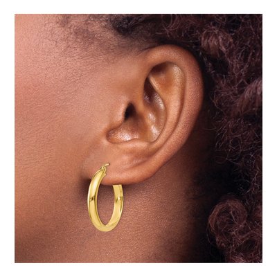 10K Yellow Gold 21mm Round Tube Hoop Earrings – view 4