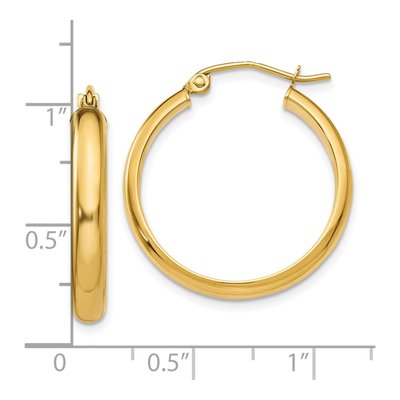 10K Yellow Gold 21mm Round Tube Hoop Earrings – view 5