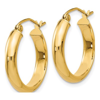 10K Yellow Gold 16mm Round Tube Hoop Earrings – view 3