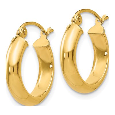 10K Yellow Gold Round Tube Hoop Earrings – view 3