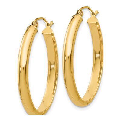 10K Yellow Gold Oval Hoop Earrings – view 2