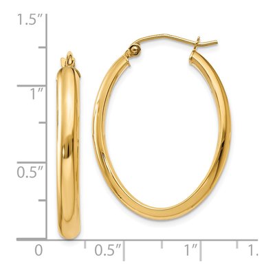 10K Yellow Gold Oval Hoop Earrings – view 4