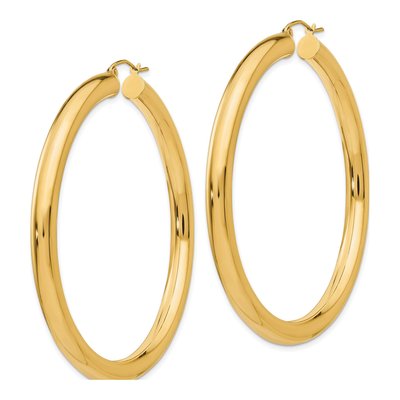 10K Yellow Gold 60mm Tube Hoop Earrings – view 3