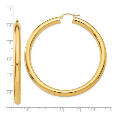 10K Yellow Gold 60mm Tube Hoop Earrings – view 5