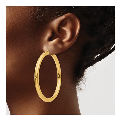 10K Yellow Gold 60mm Hoop Earrings – view 4