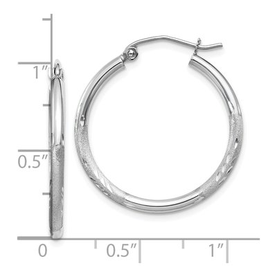 10K White Gold 25mm Diamond-Cut Round Hoop Earrings – view 5