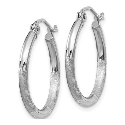10K White Gold 20mm Diamond-Cut Hoop Earrings – view 3