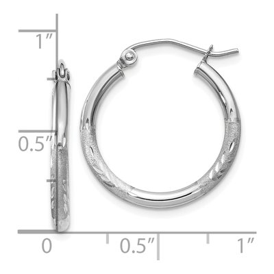 10K White Gold 20mm Diamond-Cut Hoop Earrings – view 5