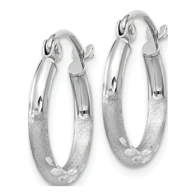 10K White Gold 15mm Diamond-Cut Hoop Earrings – view 3