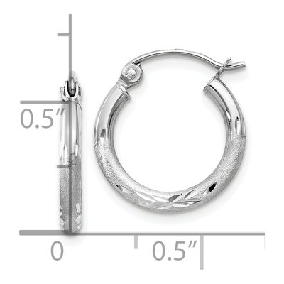 10K White Gold 15mm Diamond-Cut Hoop Earrings – view 5