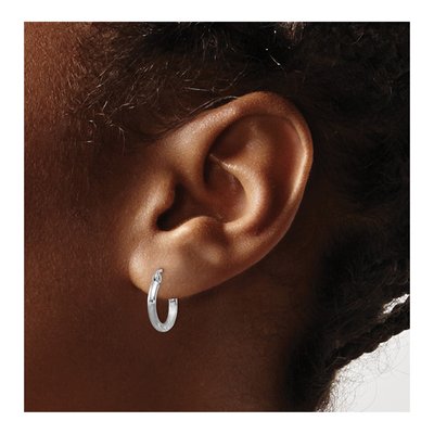 10K White Gold 13mm Diamond-Cut Hoop Earrings – view 4