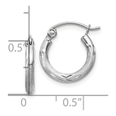 10K White Gold 13mm Diamond-Cut Hoop Earrings – view 5