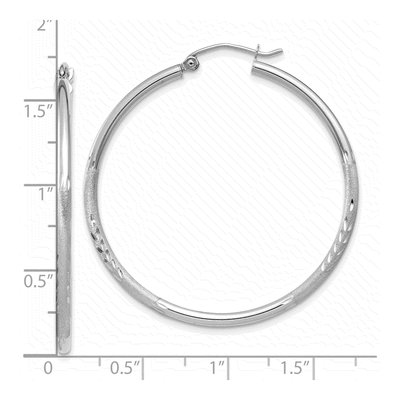10K White Gold 40mm Diamond-Cut Hoop Earrings – view 5