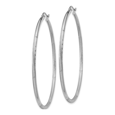 10K White Gold 55mm Diamond-Cut Round Hoop Earrings – view 3