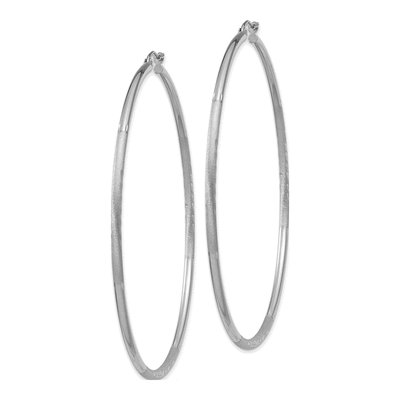 10K White Gold 65mm Diamond-Cut Hoop Earrings – view 3