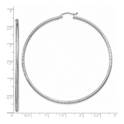 10K White Gold 65mm Diamond-Cut Hoop Earrings – view 5