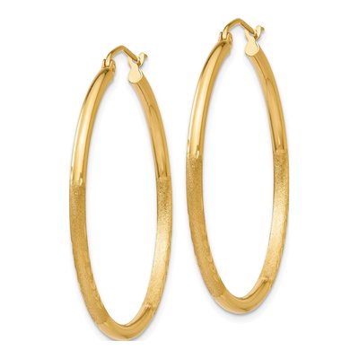 10K Yellow Gold 35mm Diamond-Cut Tube Hoop Earrings – view 3