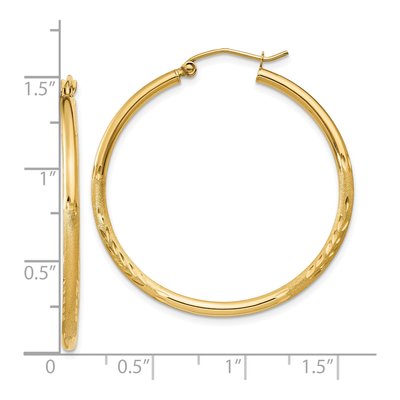 10K Yellow Gold 35mm Diamond-Cut Tube Hoop Earrings – view 5