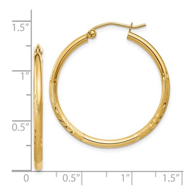 10K Yellow Gold 30mm Diamond-Cut Hoop Earrings – view 5