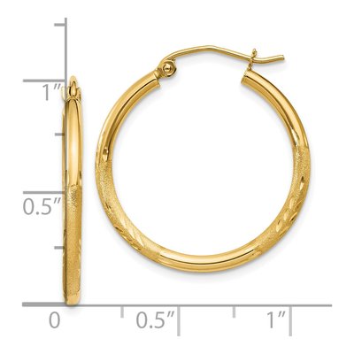 10K Yellow Gold 25mm Diamond-Cut Round Tube Hoop Earrings – view 5
