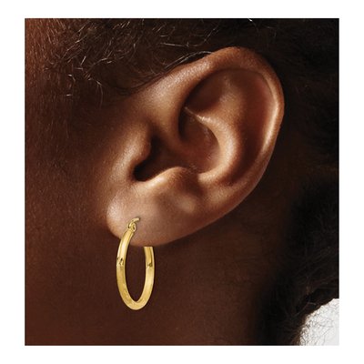 10K Yellow Gold 20mm Diamond-Cut Hoop Earrings – view 4