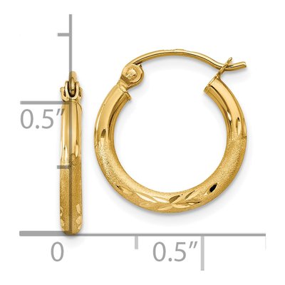 10K Yellow Gold 15mm Diamond-Cut Hoop Earrings – view 5
