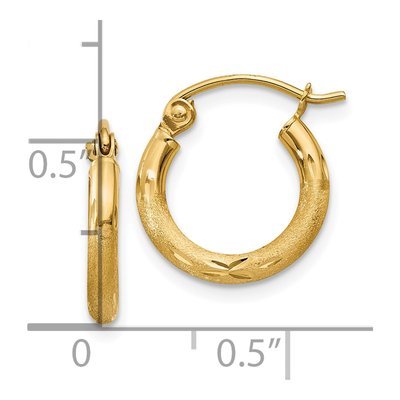 10K Yellow Gold 13mm Diamond-Cut Hoop Earrings – view 5
