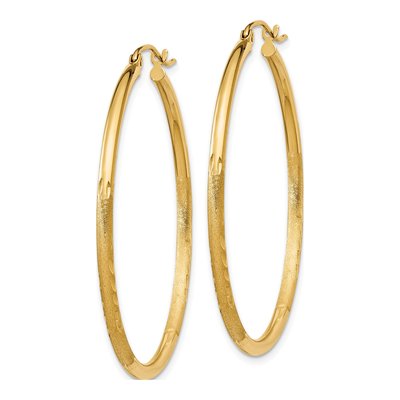 10K Yellow Gold 40mm Diamond-Cut Hoop Earrings – view 3