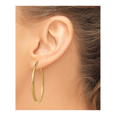 10K Yellow Gold 40mm Diamond-Cut Hoop Earrings – view 4