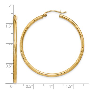 10K Yellow Gold 40mm Diamond-Cut Hoop Earrings – view 5