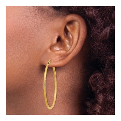 10K Yellow Gold 45mm Diamond-Cut Hoop Earrings – view 4