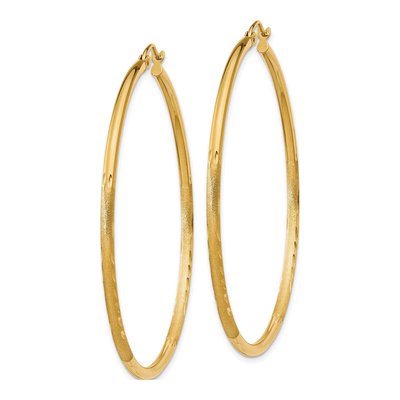 10K Yellow Gold 50mm Diamond-Cut Hoop Earrings – view 3