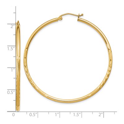 10K Yellow Gold 50mm Diamond-Cut Hoop Earrings – view 5