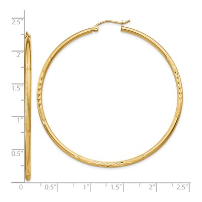 10K Yellow Gold 55mm Diamond-Cut Hoop Earrings – view 5