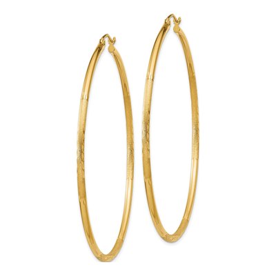 10K Yellow Gold 60mm Diamond-Cut Hoop Earrings – view 3