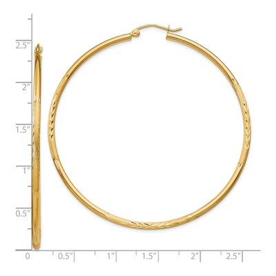 10K Yellow Gold 60mm Diamond-Cut Hoop Earrings – view 5