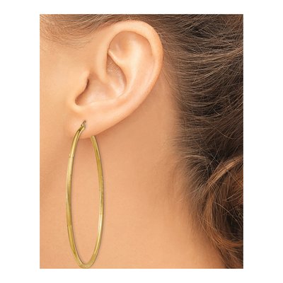 10K Yellow Gold 65mm Diamond-Cut Hoop Earrings – view 4