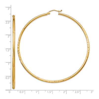 10K Yellow Gold 65mm Diamond-Cut Hoop Earrings – view 5