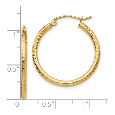 10K Yellow Gold 25mm Diamond-Cut Tube Hoop Earrings – view 5