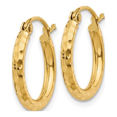 10K Yellow Gold 15mm Diamond-Cut Hoop Earrings – view 3
