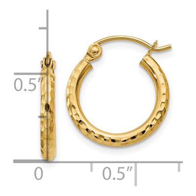 10K Yellow Gold 15mm Diamond-Cut Hoop Earrings – view 5