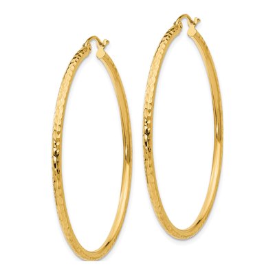 10K Yellow Gold 45mm Diamond-Cut Hoop Earrings – view 3