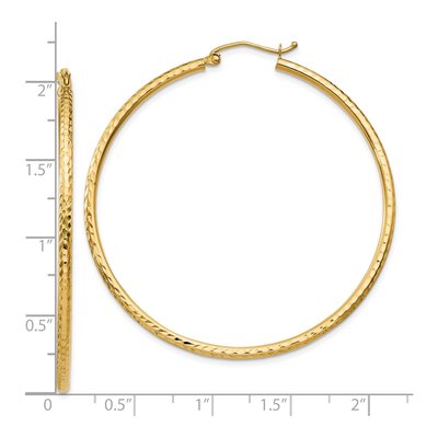10K Yellow Gold 50mm Diamond-Cut Round Hoop Earrings – view 5