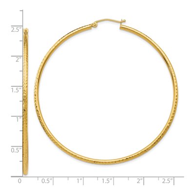 10K Yellow Gold 60mm Diamond-Cut Round Hoop Earrings – view 5